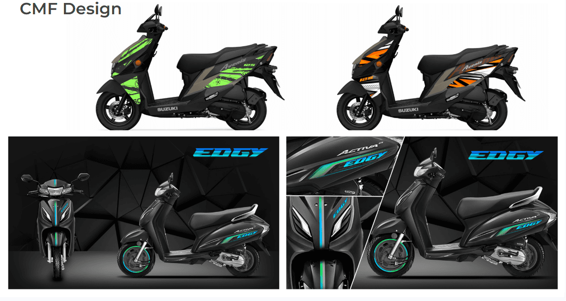 Scooter colour, material and finish design variations